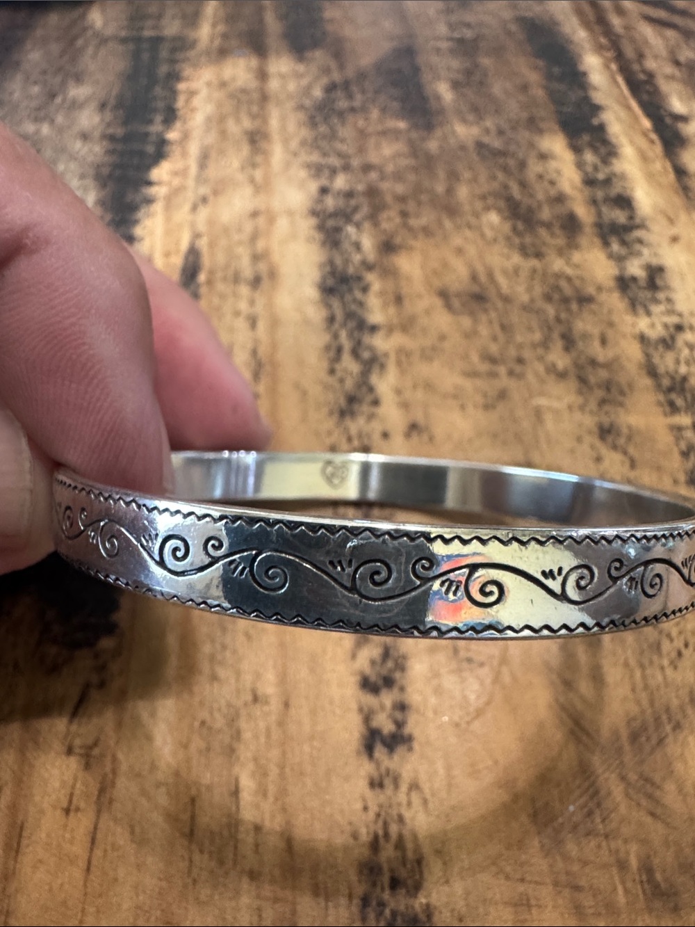 Brighton Silver Engraved Swirl Bangle Bracelet